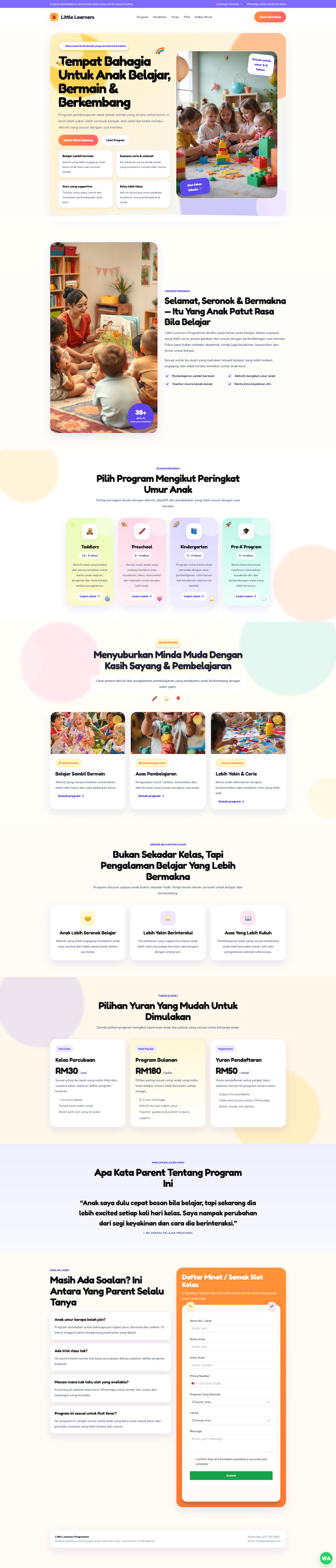 kids class page sample